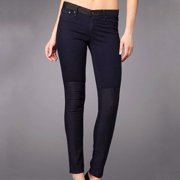 Ag Adriano Goldschmied Denim - AG The Ally Colorblock Legging Jeans Navy Black